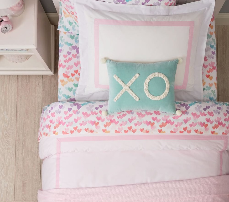 Organic Multi Retro Heart Sheet Set - Pillowcase, Standard, Multi