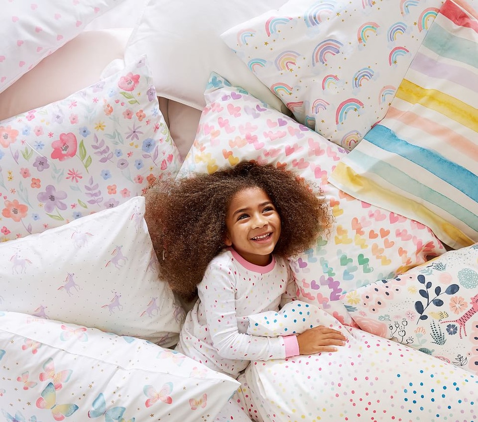 Organic Multi Retro Heart Sheet Set - Pillowcase, Standard, Multi