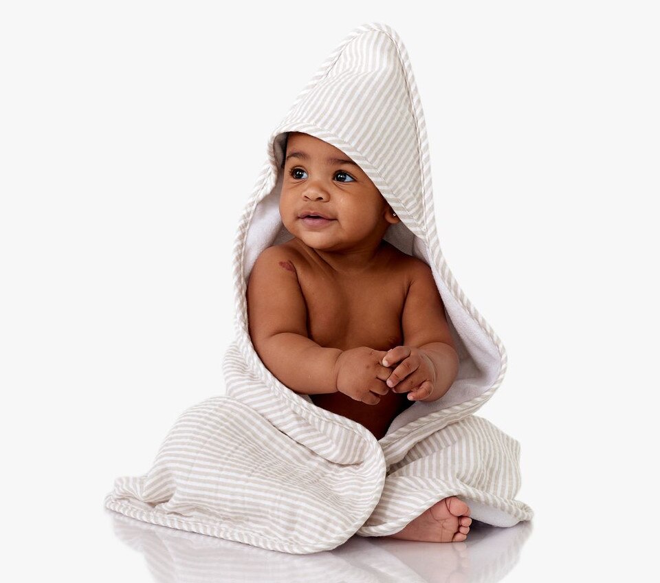 Oxford Stripe Baby Hooded Towel