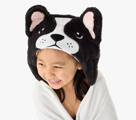 Pippa Frenchie Faux Fur Kids Hooded Towel Pottery Barn Kids UK