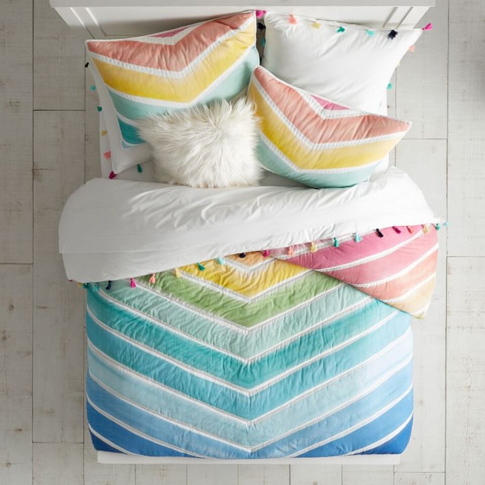 Rainbow Chevron Bedspread & Pillowcase