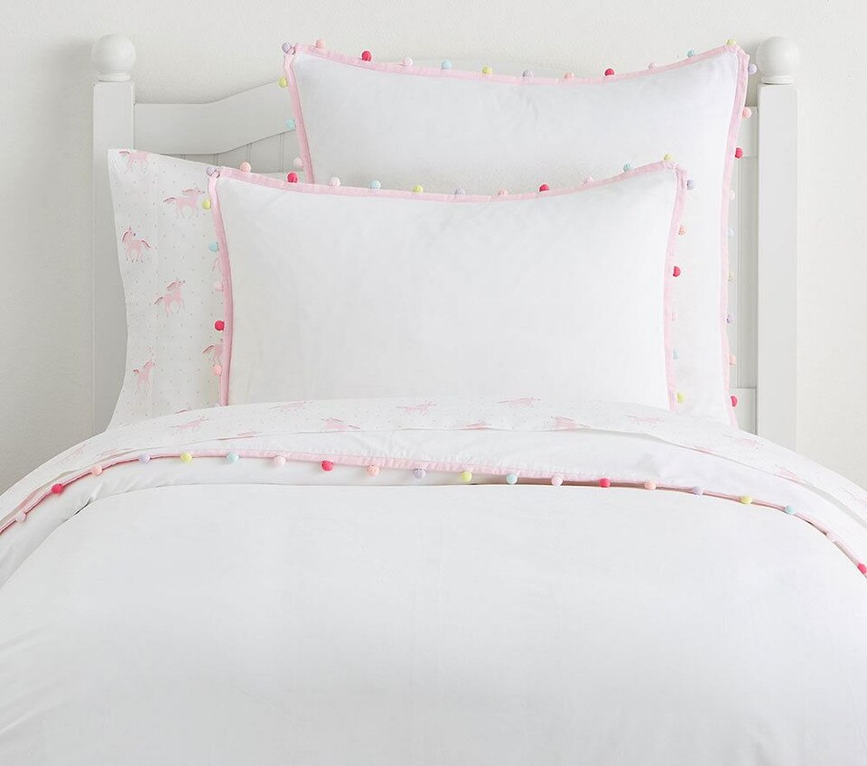Rainbow Pom-Pom Duvet Cover
