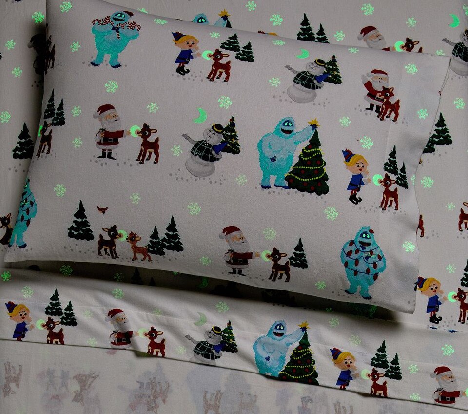 Rudolph® Glow-in-the-Dark Flannel Sheet Set & Pillowcases