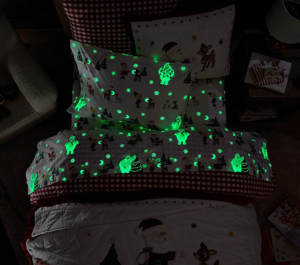 Rudolph® Glow-in-the-Dark Flannel Sheet Set & Pillowcases