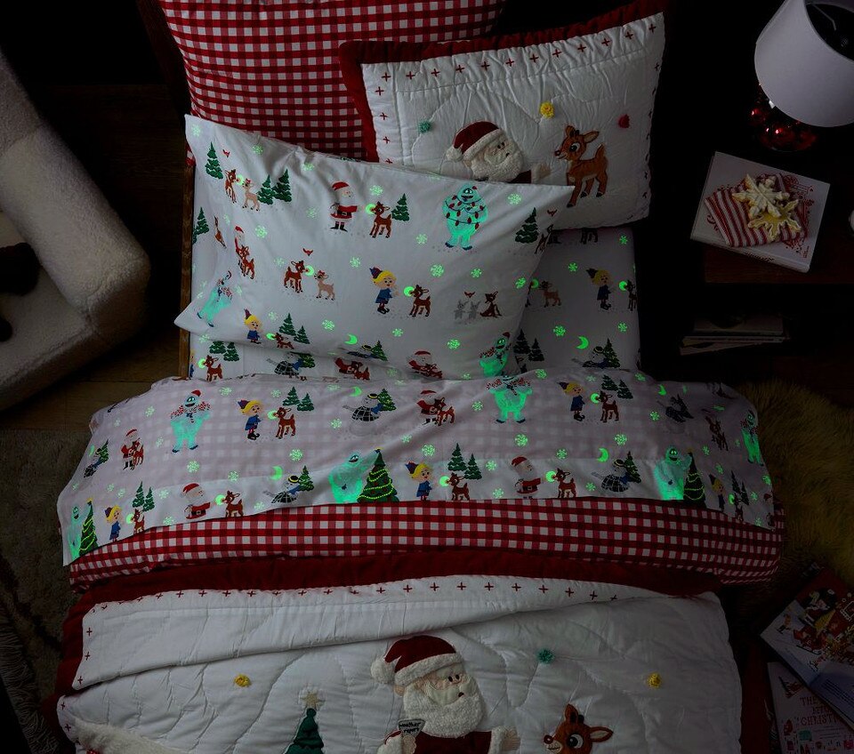 Rudolph® Glow-in-the-Dark Flannel Sheet Set & Pillowcases