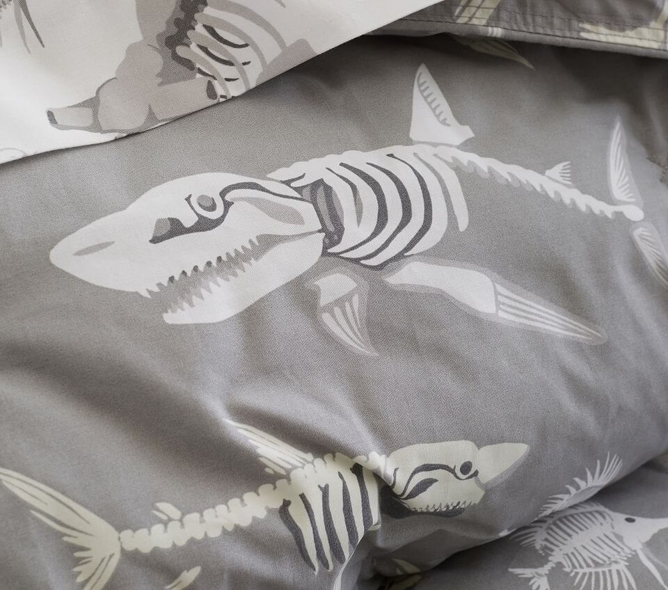 Shark Bones Glow-in-the-Dark Comforter & Pillowcases