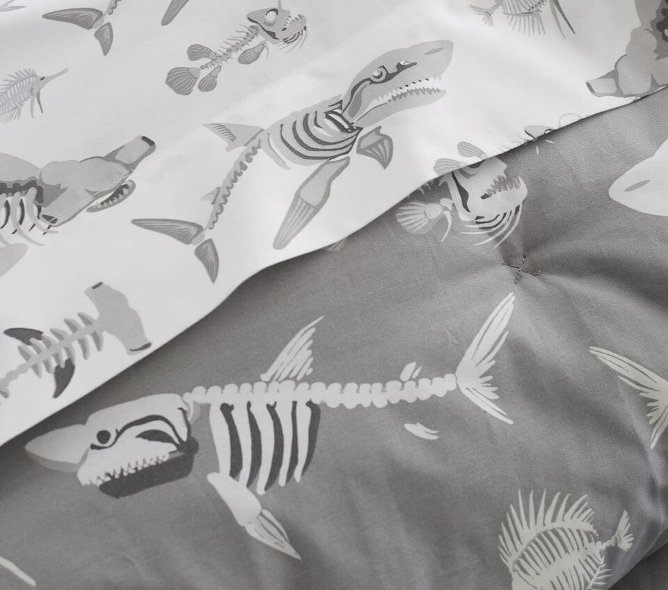 Shark Bones Glow-in-the-Dark Comforter & Pillowcases