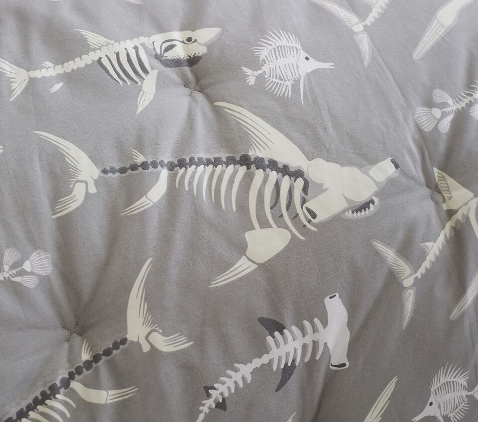 Shark Bones Glow-in-the-Dark Comforter & Pillowcases