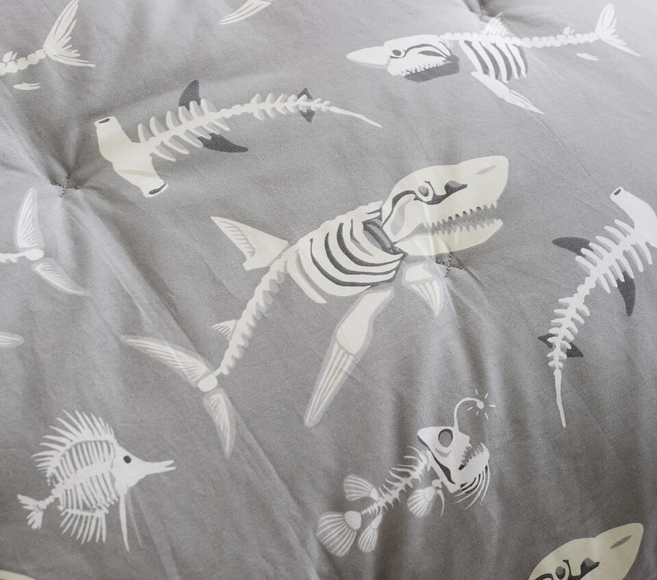 Shark Bones Glow-in-the-Dark Comforter & Pillowcases