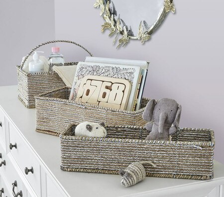 Drawer Changing Table Basket Organizer Silver Rope Changing Table