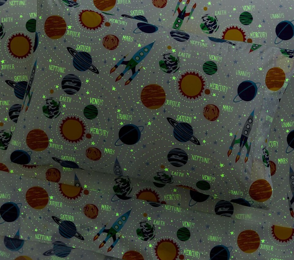 Solar System Glow-in-the-Dark Sheet Set & Pillowcases