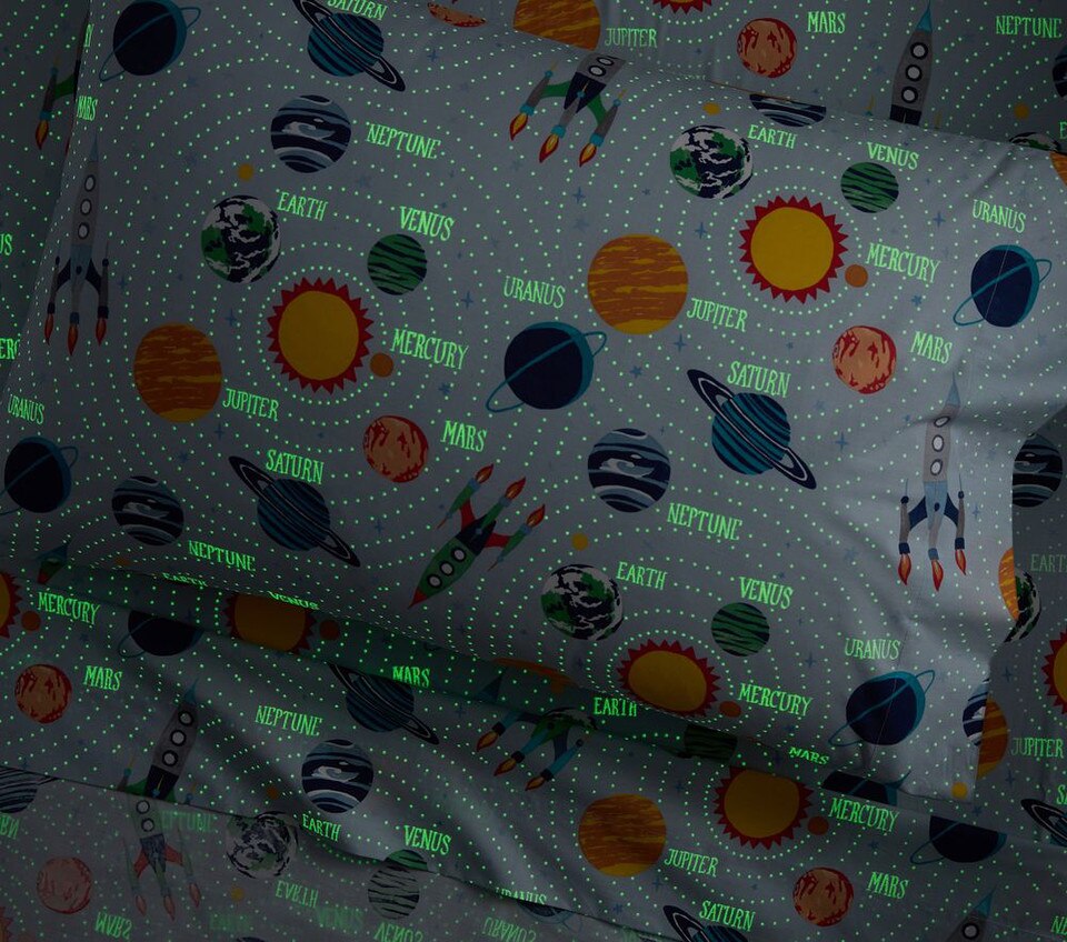 Solar System Glow-in-the-Dark Sheet Set & Pillowcases