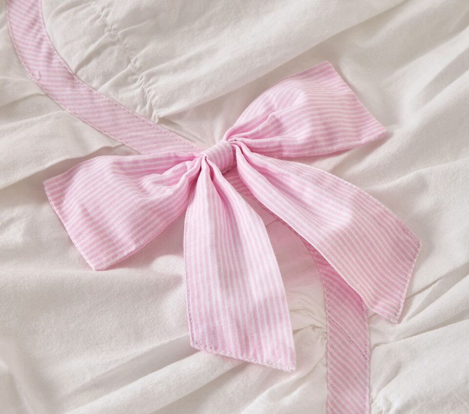 Pink Stripe Bow Baby Bedspread