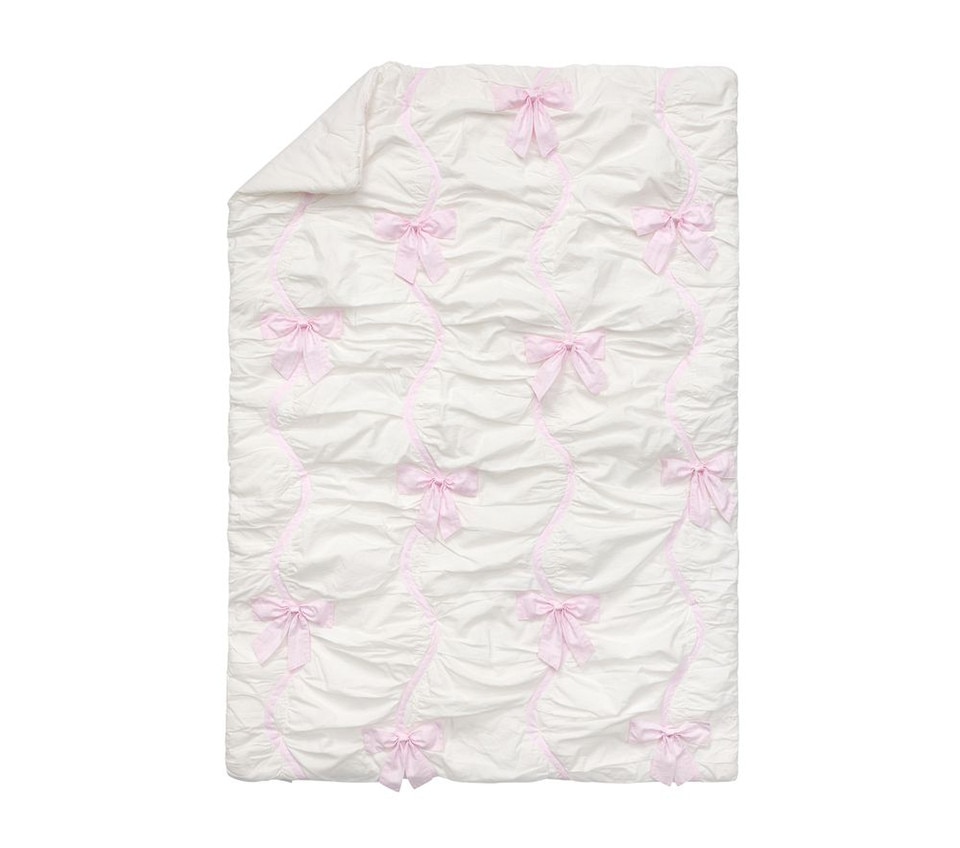 Pink Stripe Bow Baby Bedspread