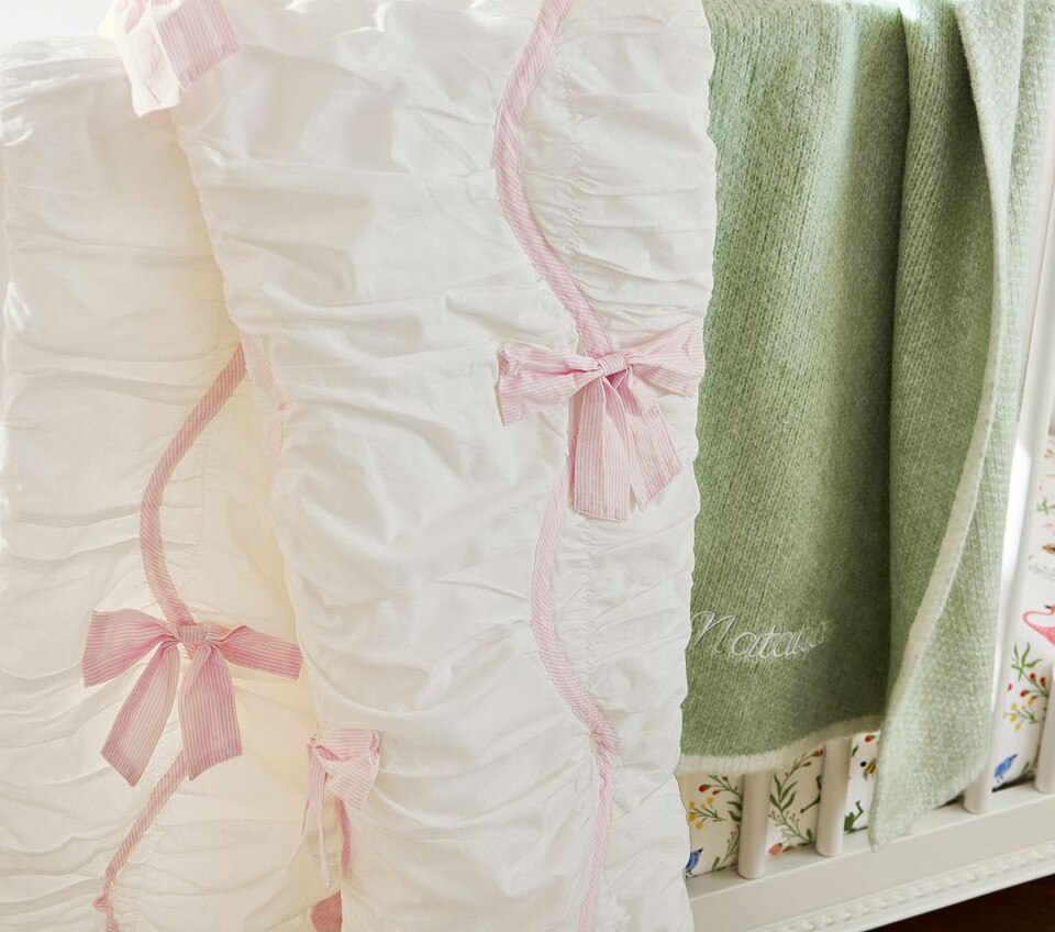 Pink Stripe Bow Baby Bedspread