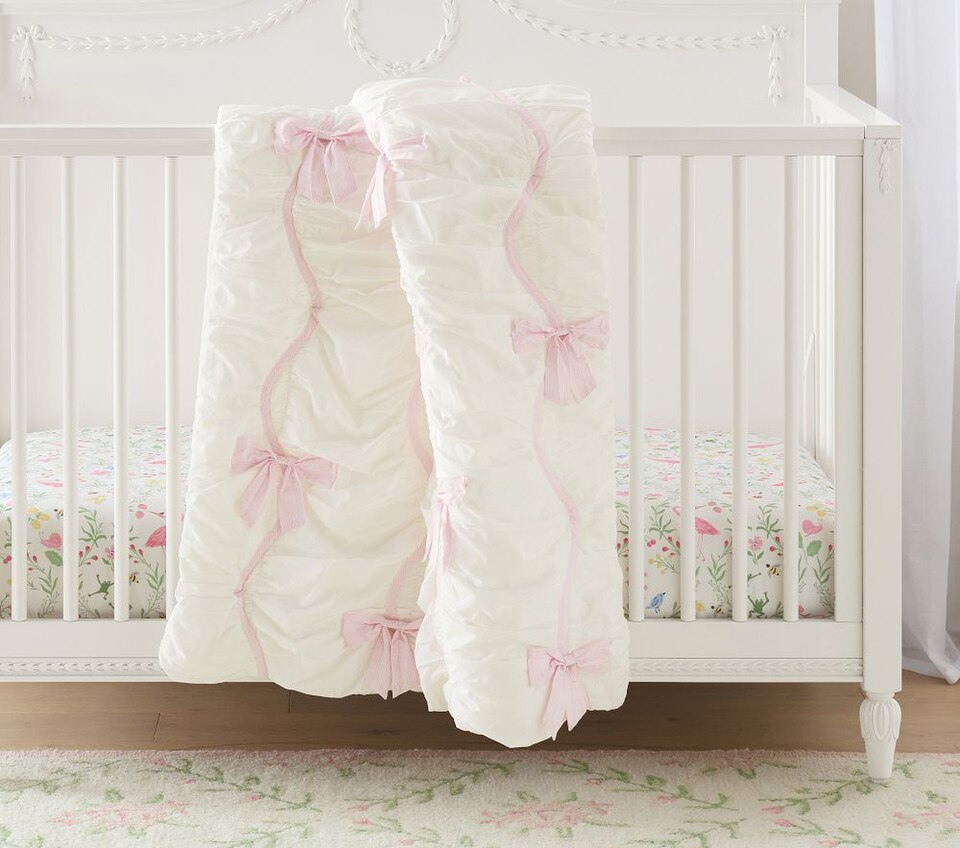 Pink Stripe Bow Baby Bedspread