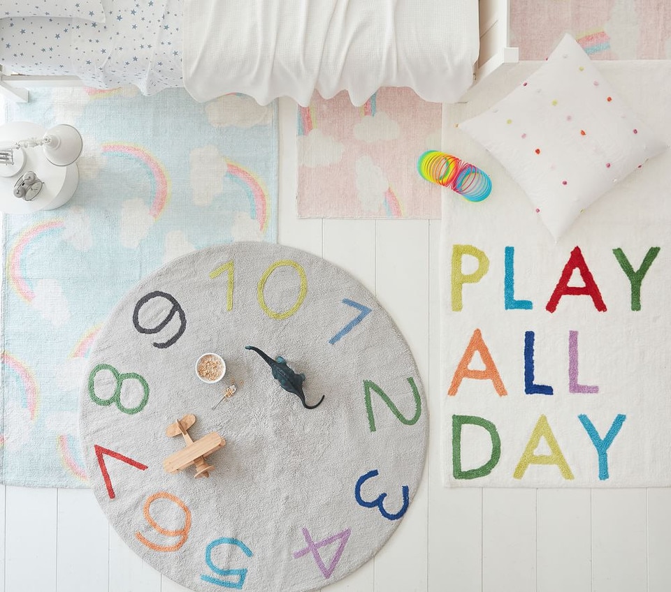 Numbers Machine Washable Round Rug