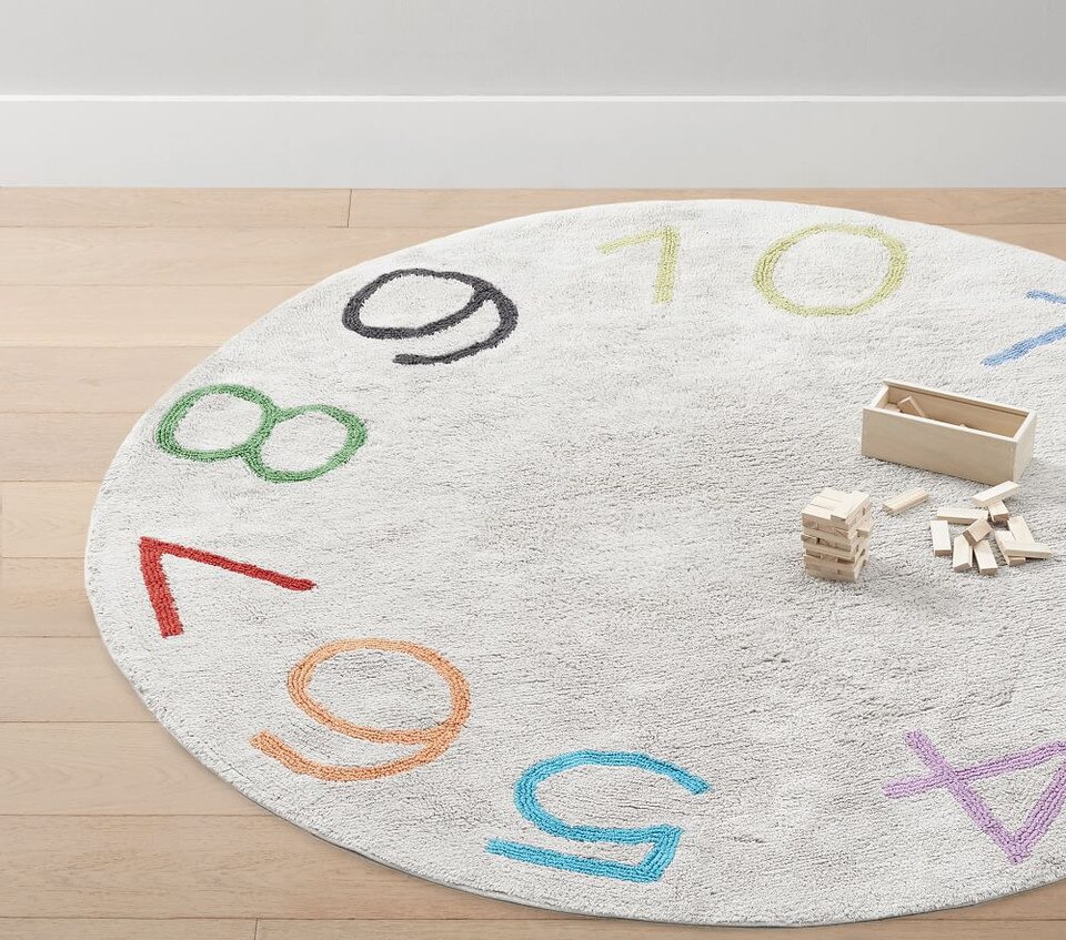 Numbers Machine Washable Round Rug