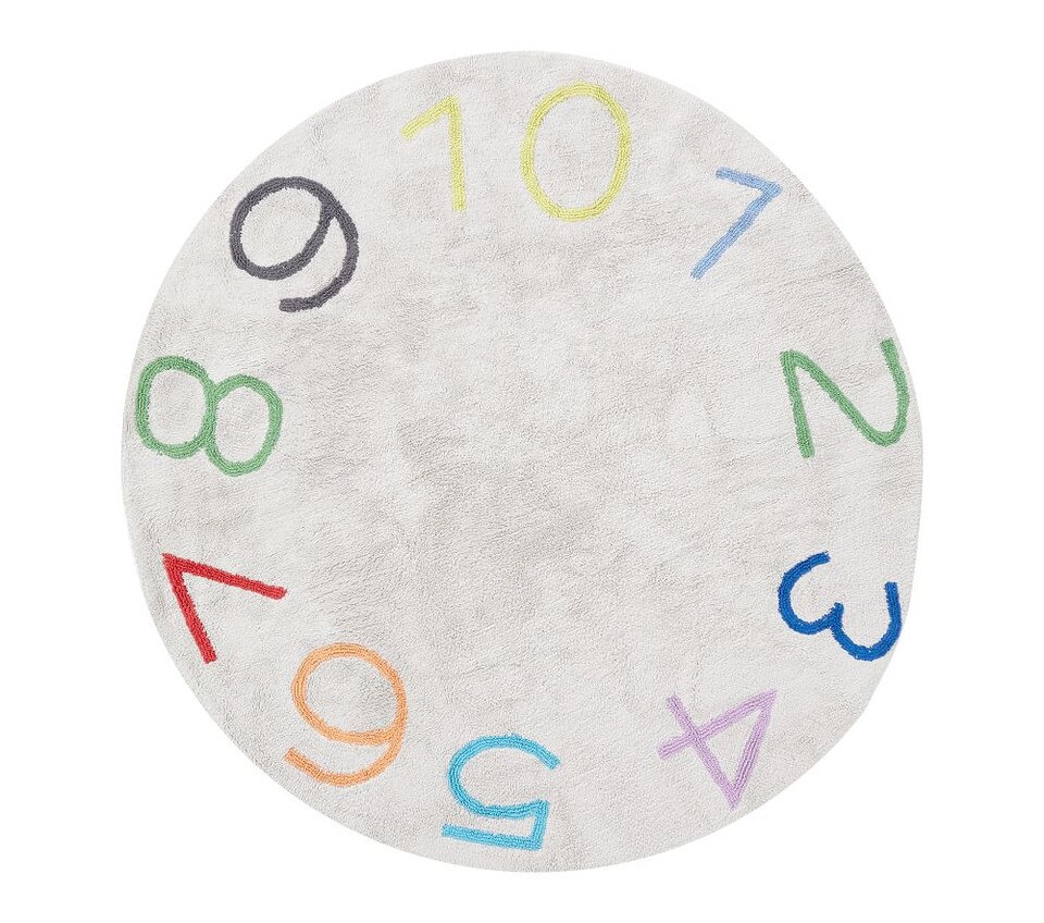 Numbers Machine Washable Round Rug