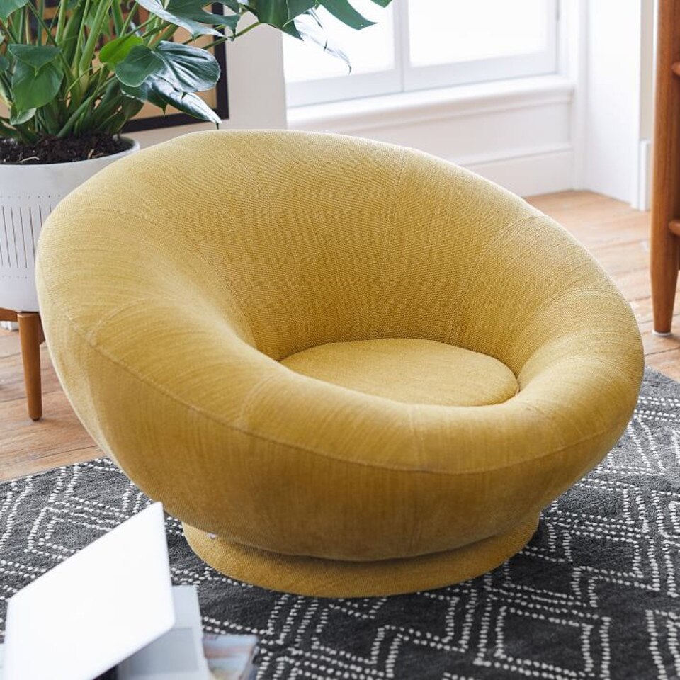 west elm x pbt Basket Slub Dark Horseradish Groovy Swivel Chair